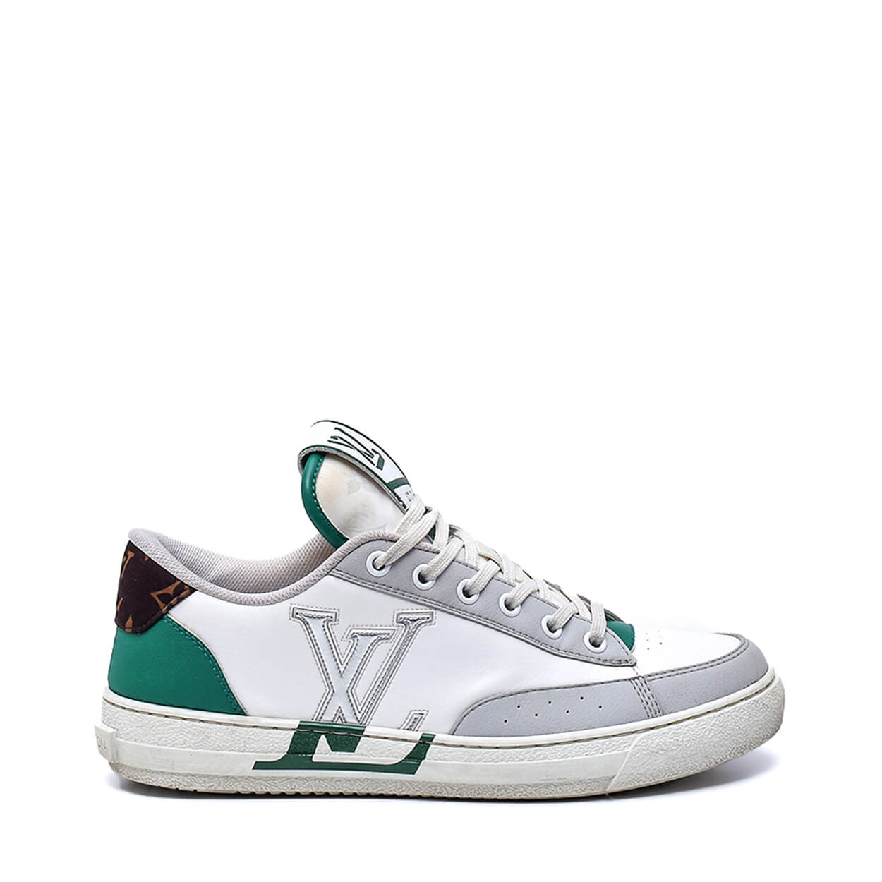 Louis Vuitton - White & Green Leather Charlie Sneakers